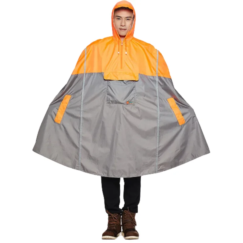 Poncho vélo gris bicolore à visière taille unique